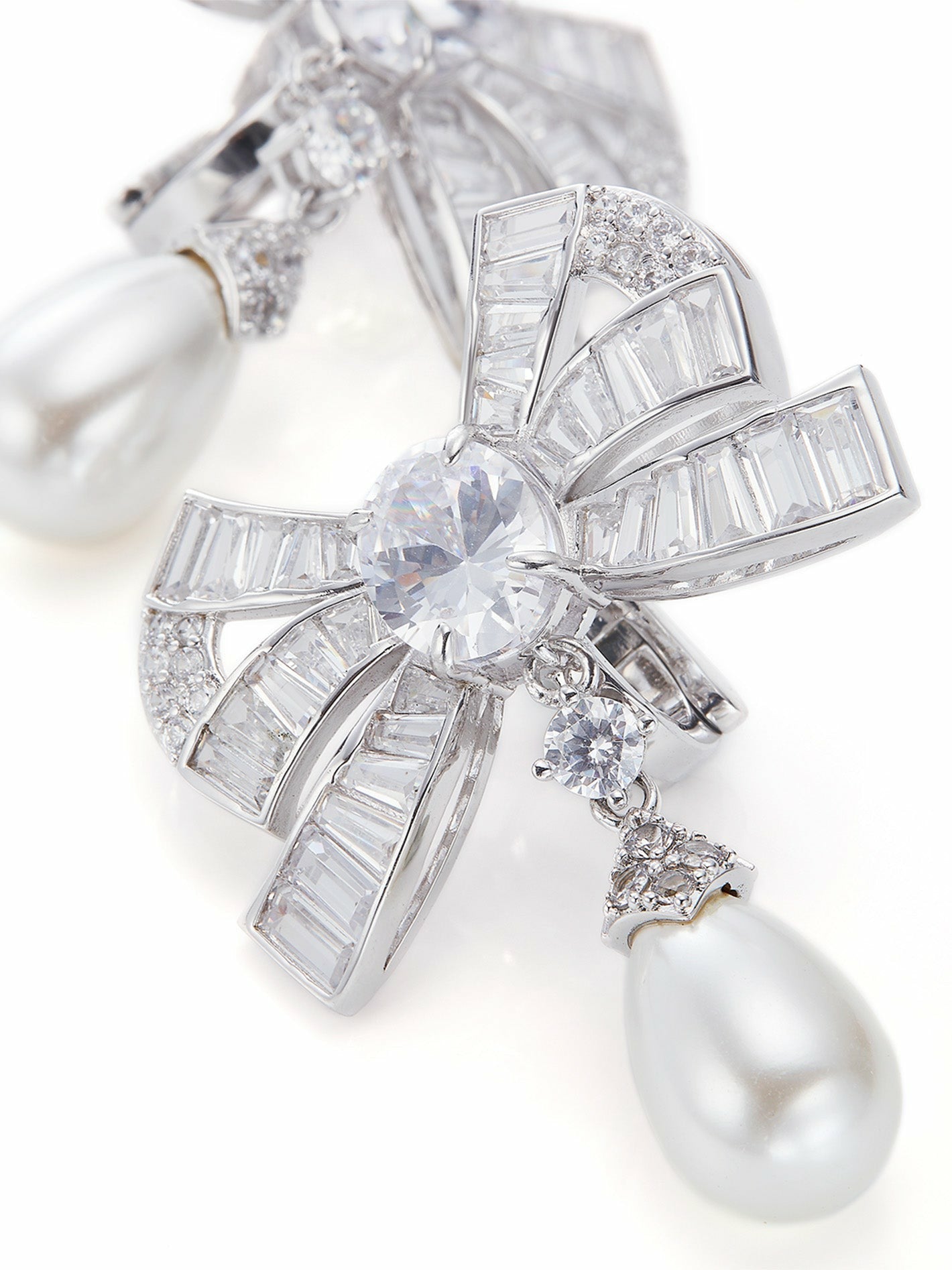 Nana Jacqueline Evelyn Earrings: White Pearl Earrings for Bridal Shower White