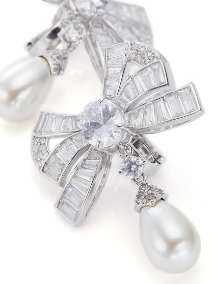 Nana Jacqueline Evelyn Earrings: White Pearl Earrings for Bridal Shower White
