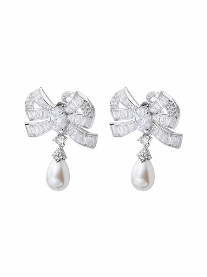 Nana Jacqueline Evelyn Earrings: White Pearl Earrings for Bridal Shower White