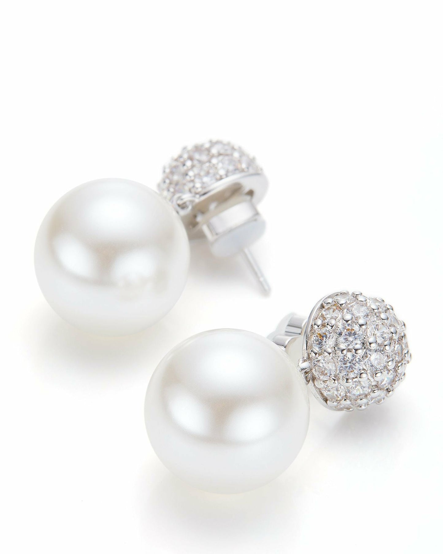 Nana Jacqueline Evie Pearl Earrings: White Pearl Earrings for Bridal Shower White