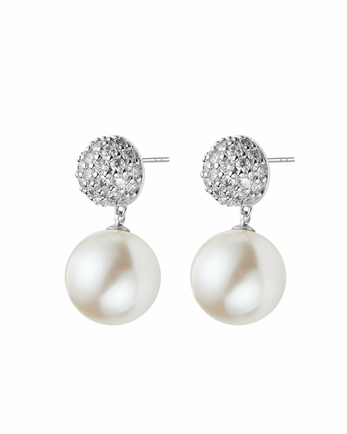 Nana Jacqueline Evie Pearl Earrings: White Pearl Earrings for Bridal Shower White