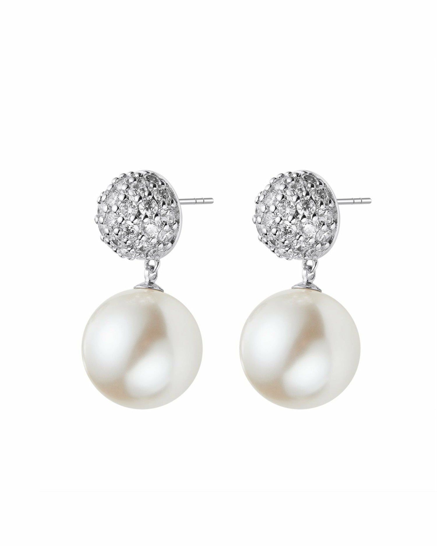 Nana Jacqueline Evie Pearl Earrings: White Pearl Earrings for Bridal Shower White