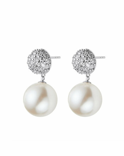 Nana Jacqueline Evie Pearl Earrings: White Pearl Earrings for Bridal Shower White