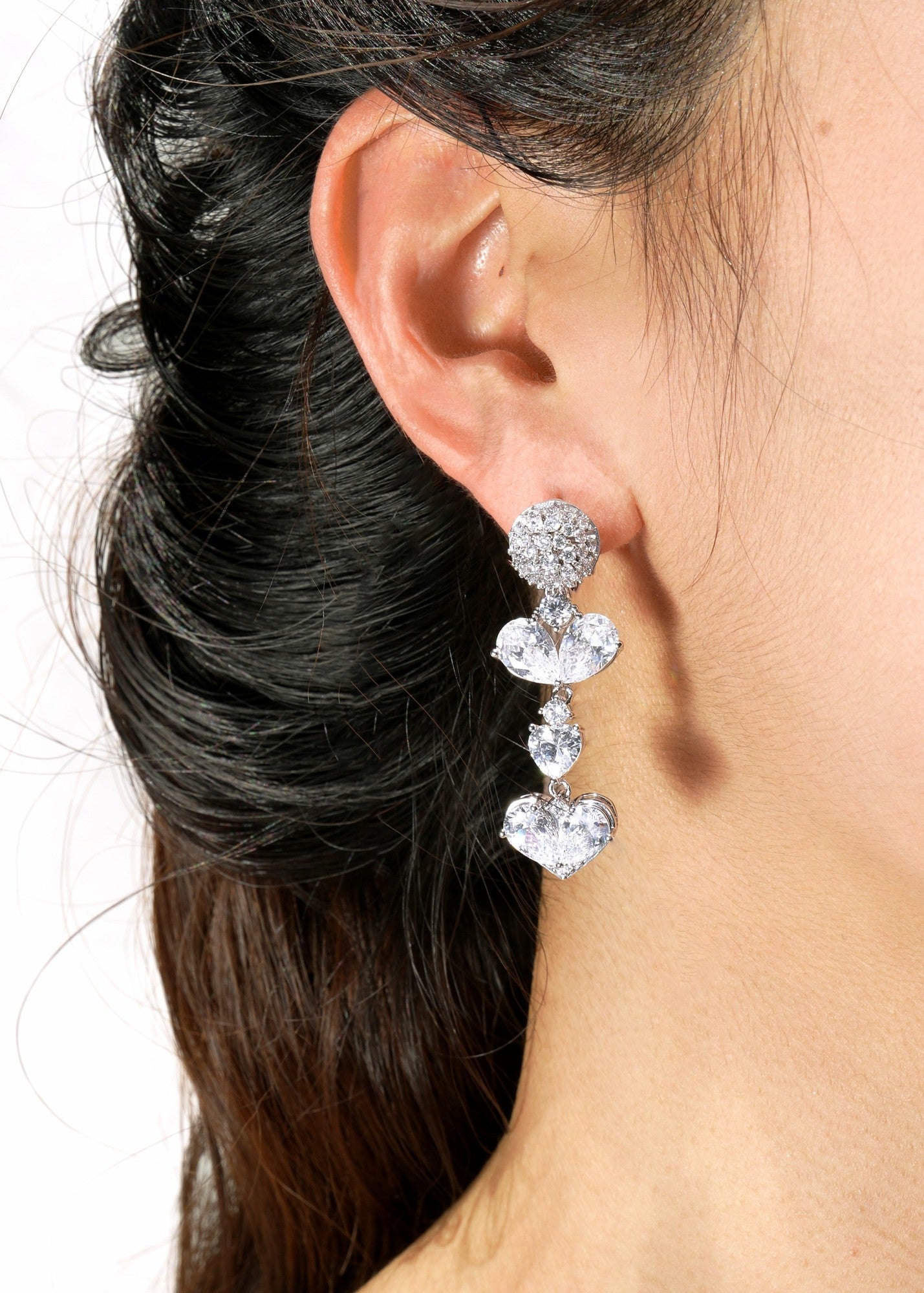 Nana Jacqueline Gigi Earrings: Silver Earrings for Bridal Shower White