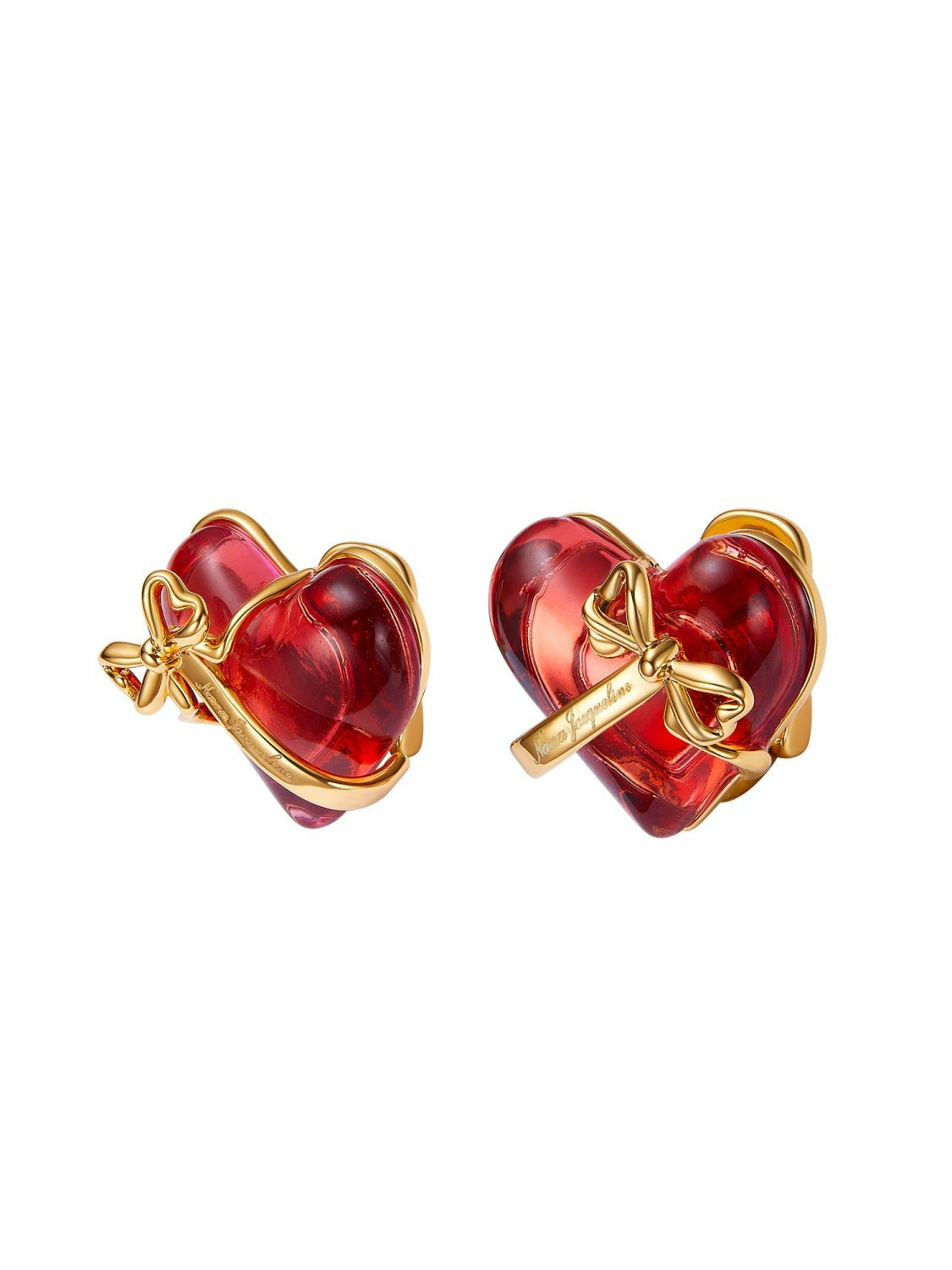 Nana Jacqueline Eléa Bow-Ribbon Heart Red Earrings: Red Earrings for Date Night Red