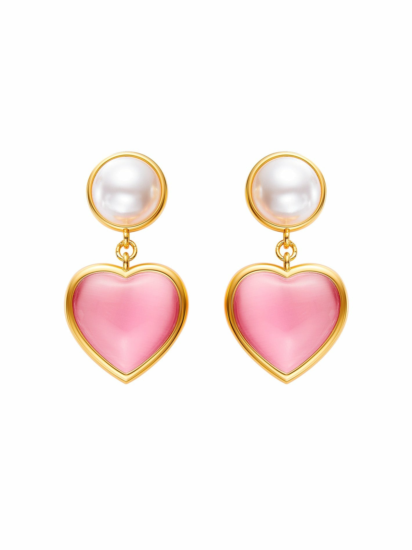 Nana Jacqueline Dascha Heart Earrings: Pink Gold Earrings for Date Night Pink