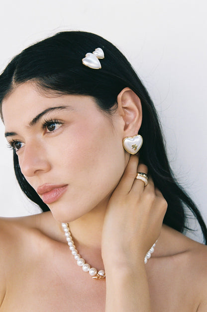 Nana Jacqueline Valencia Earrings: White Pearl Earrings for Bridal Shower White