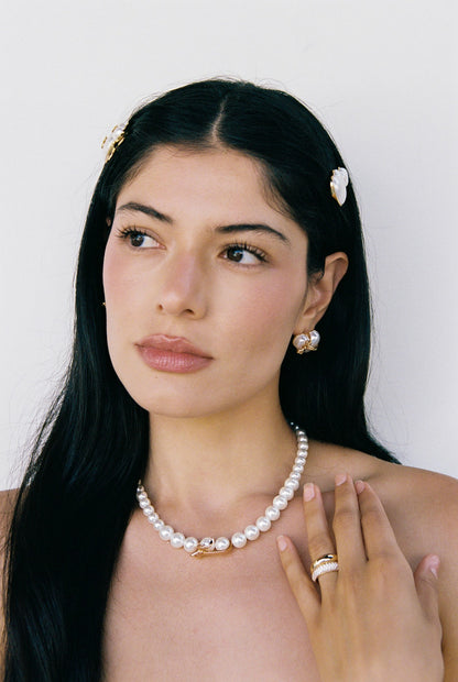 Nana Jacqueline Amor Earrings: White Pearl Earrings for Bridal Shower White