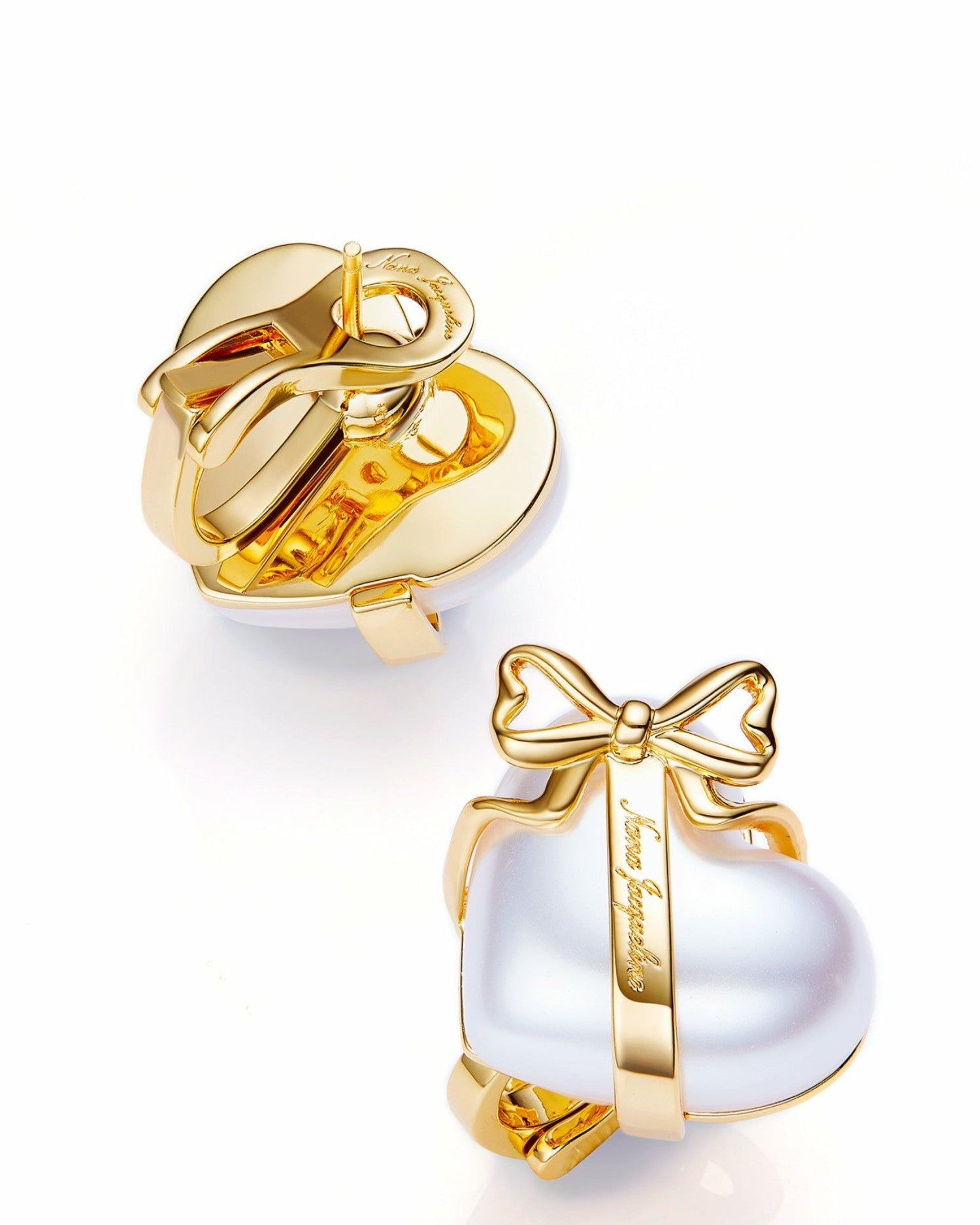 Nana Jacqueline Amor Earrings: White Pearl Earrings for Bridal Shower White