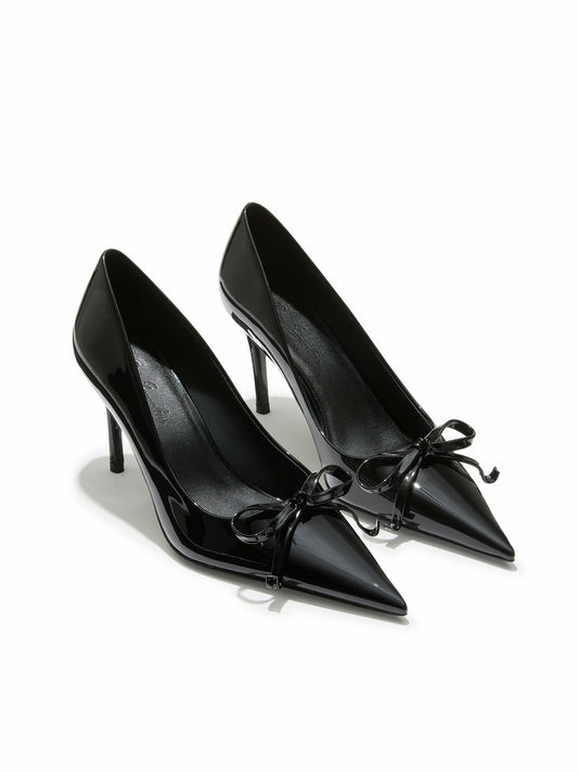 Nana Jacqueline Audrina Bow Heels: Black Heels for Cocktail Party Black