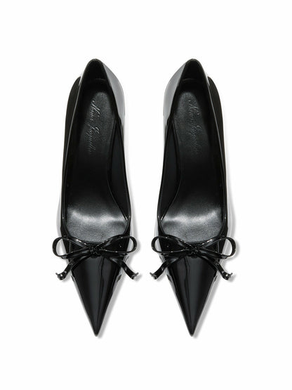 Nana Jacqueline Audrina Bow Heels: Black Heels for Cocktail Party Black