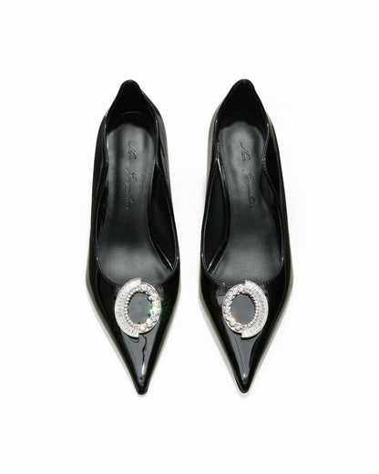 Nana Jacqueline Harper Patent Leather Heels: Black Heels for Cocktail Party Black