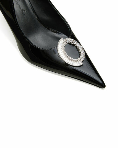 Nana Jacqueline Harper Patent Leather Heels: Black Heels for Cocktail Party Black