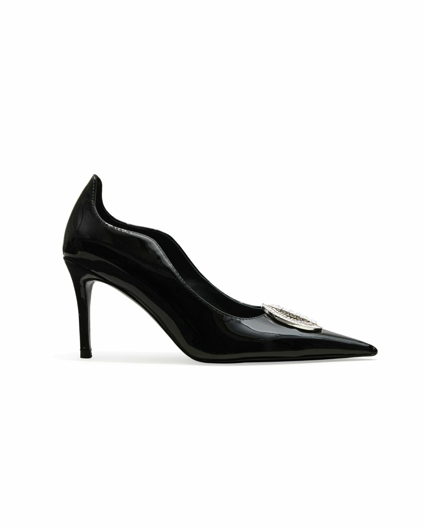 Nana Jacqueline Harper Patent Leather Heels: Black Heels for Cocktail Party Black