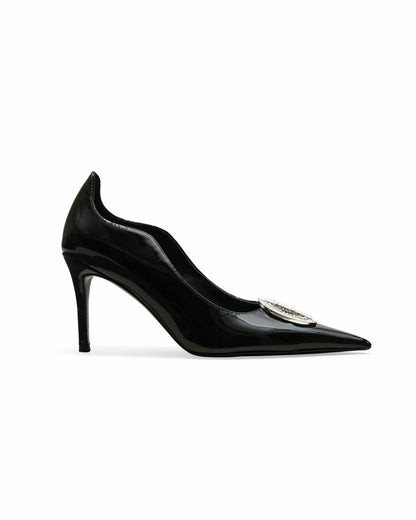 Nana Jacqueline Harper Patent Leather Heels: Black Heels for Cocktail Party Black