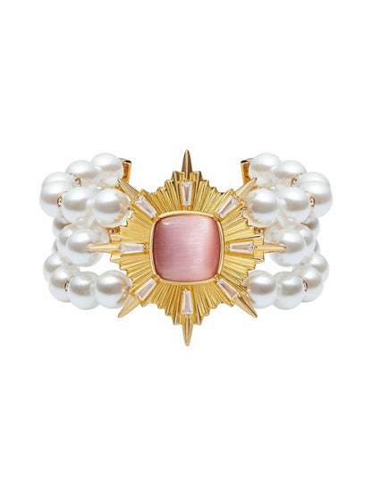 Nana Jacqueline Felicty Pearl Bracelet: White Pearl Bracelet for Bridal Shower Pink