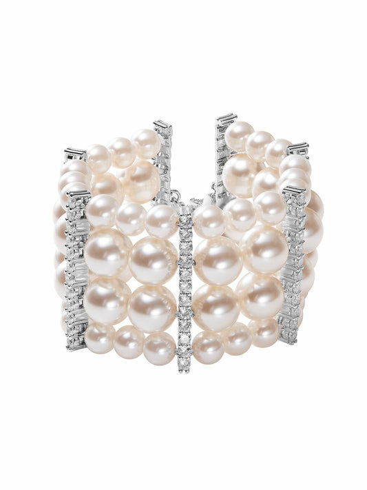 Nana Jacqueline Suzette Pearl Bracelet: White Bracelet for Bridal Shower Champagne