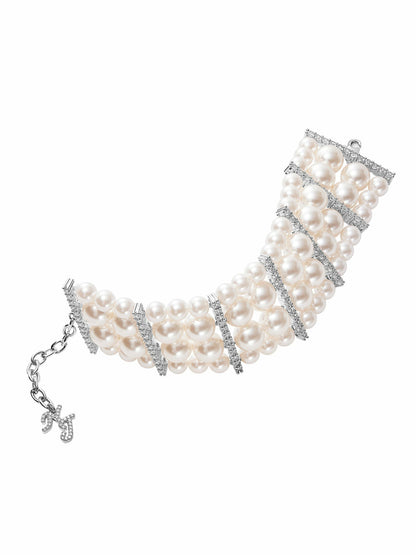 Nana Jacqueline Suzette Pearl Bracelet: White Bracelet for Bridal Shower Champagne