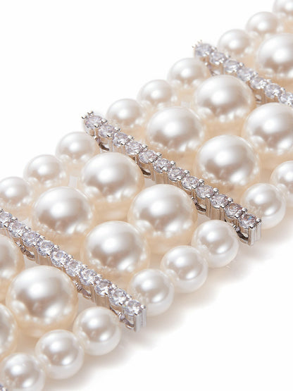 Nana Jacqueline Suzette Pearl Bracelet: White Bracelet for Bridal Shower Champagne