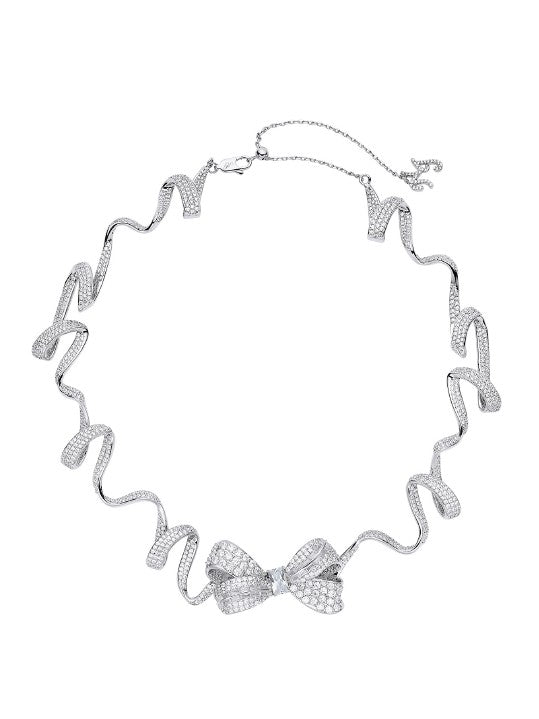 Nana Jacqueline Melanie Bow Necklace: White Necklace for Bridal Shower White