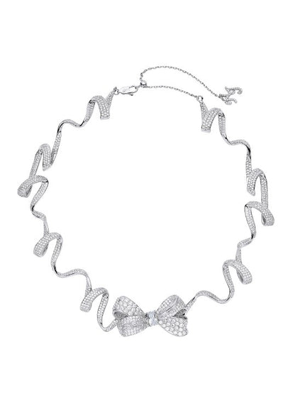 Nana Jacqueline Melanie Bow Necklace: White Necklace for Bridal Shower White