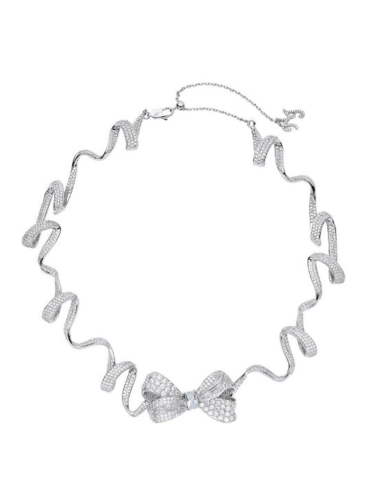 Nana Jacqueline Melanie Bow Necklace: White Necklace for Bridal Shower White