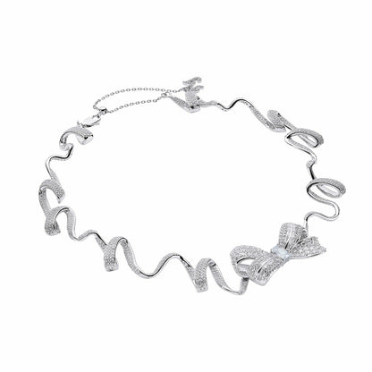 Nana Jacqueline Melanie Bow Necklace: White Necklace for Bridal Shower White