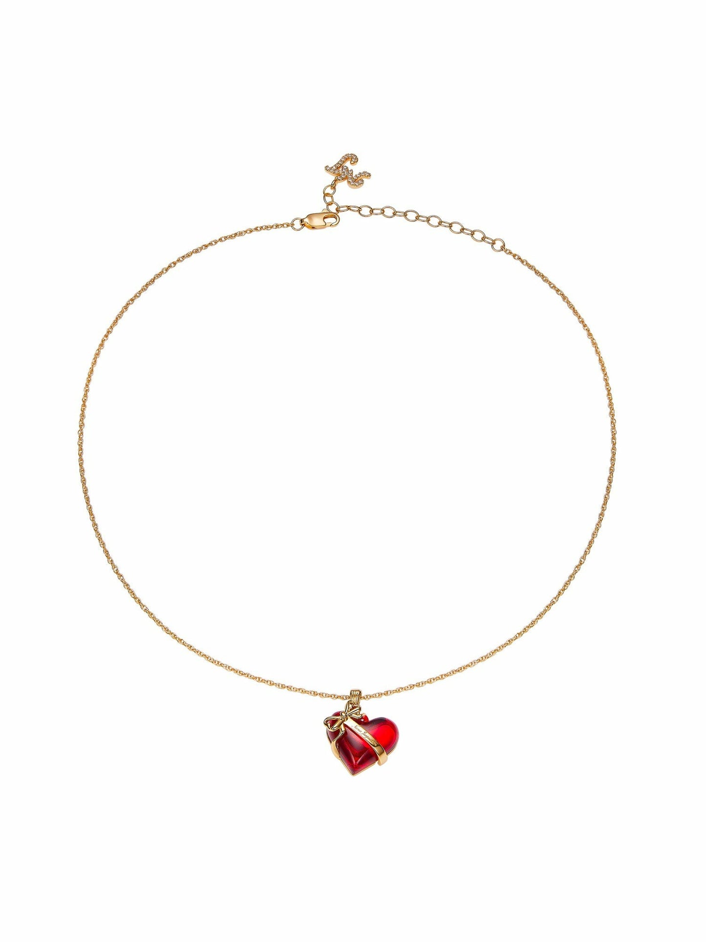 Nana Jacqueline Eléa Bow-Ribbon Heart Red Necklace: Red Necklace for Date Night Red
