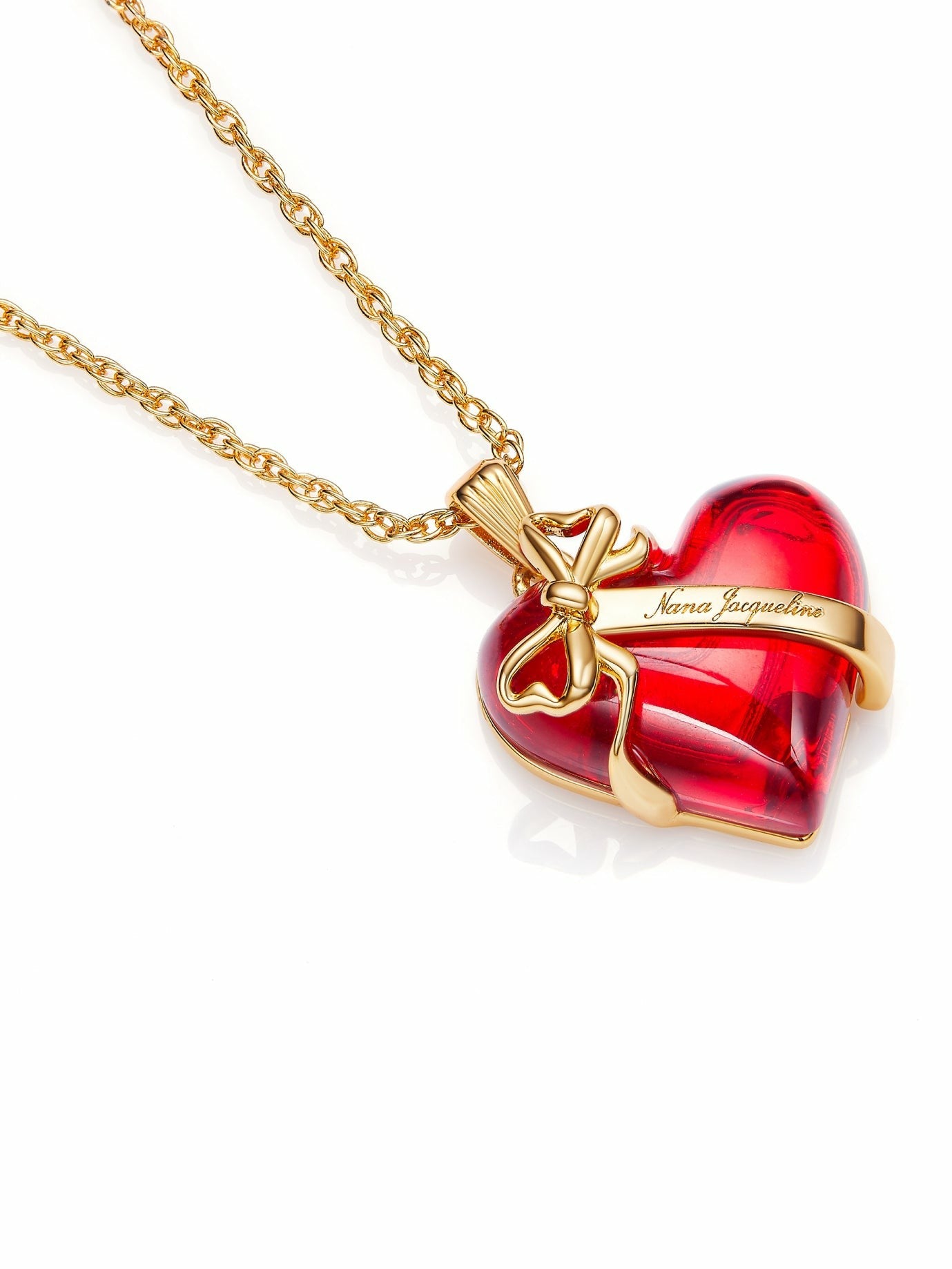 Nana Jacqueline Eléa Bow-Ribbon Heart Red Necklace: Red Necklace for Date Night Red