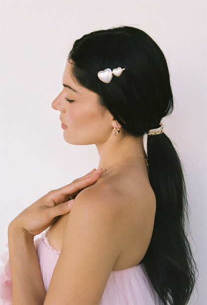 Nana Jacqueline Valencia Hair Clip: Gold Hair Clip for Date Night White