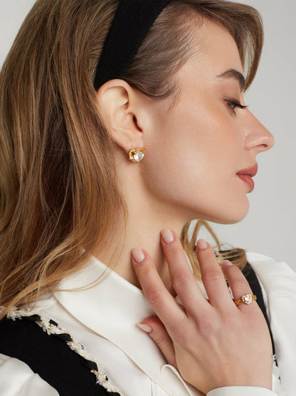 Nana Jacqueline Ambre Heart Earrings: White Earrings for Date Night White