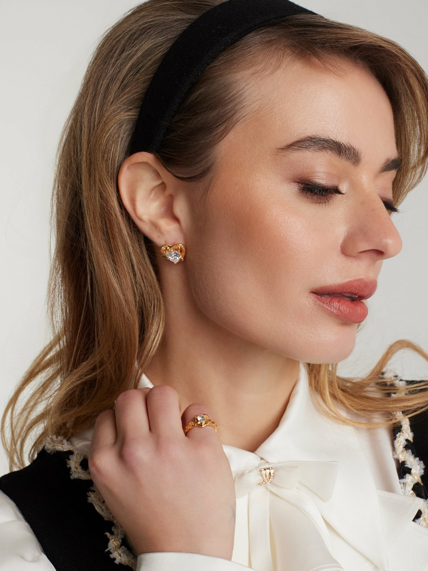 Nana Jacqueline Ambre Heart Earrings: White Earrings for Date Night White