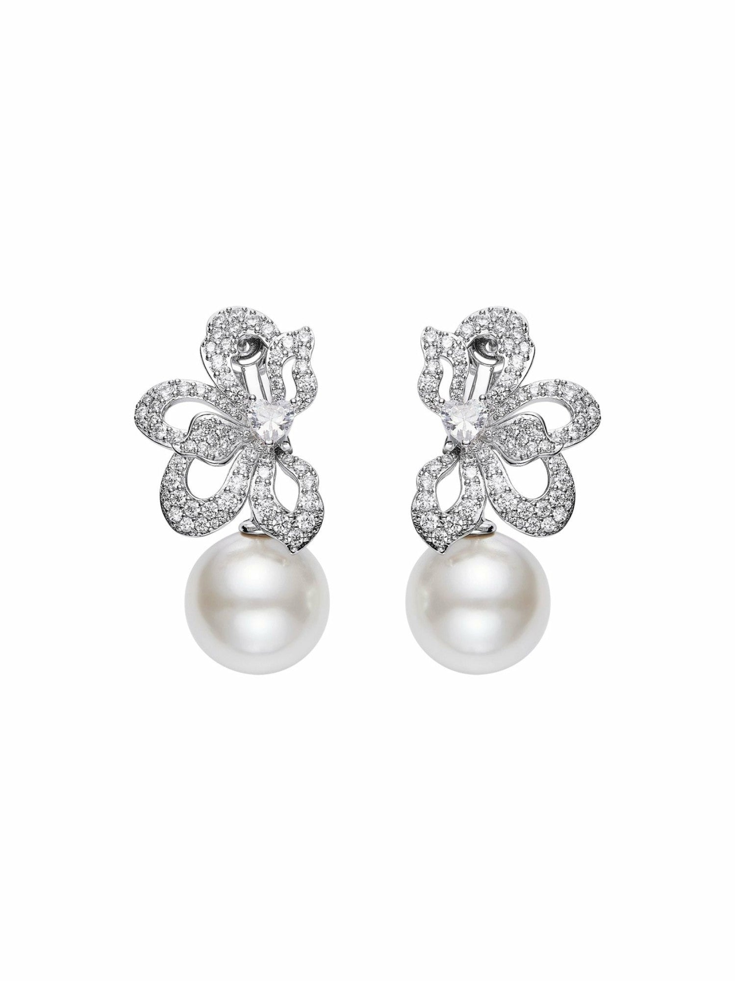 Nana Jacqueline Amelia Earrings: White Pearl Earrings for Bridal Shower White