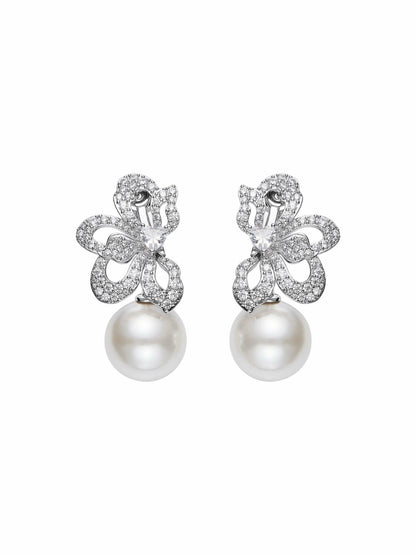 Nana Jacqueline Amelia Earrings: White Pearl Earrings for Bridal Shower White