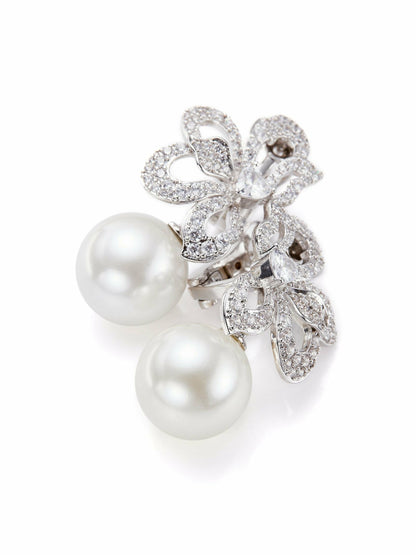 Nana Jacqueline Amelia Earrings: White Pearl Earrings for Bridal Shower White
