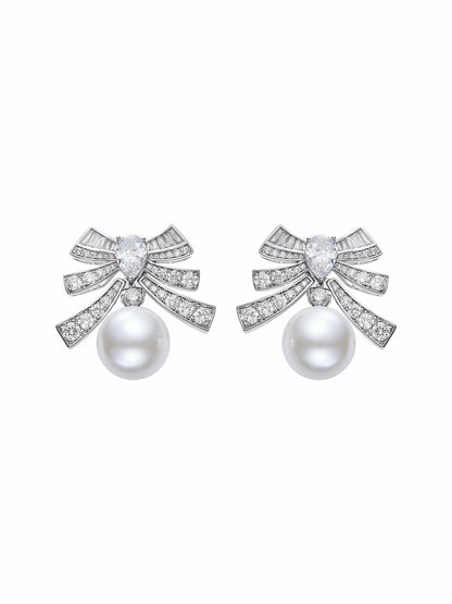 Nana Jacqueline Alysa Earrings: White Pearl Earrings for Bridal Shower White