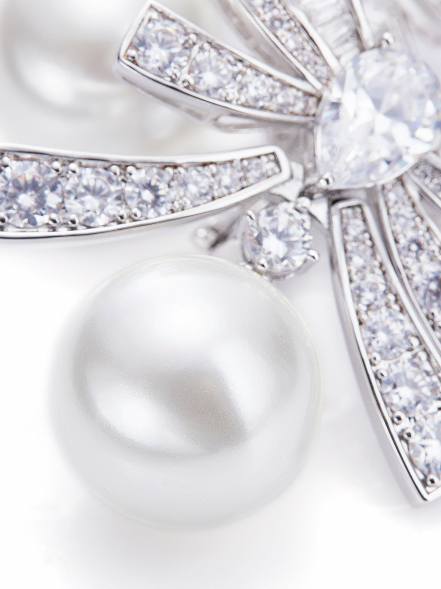 Nana Jacqueline Alysa Earrings: White Pearl Earrings for Bridal Shower White