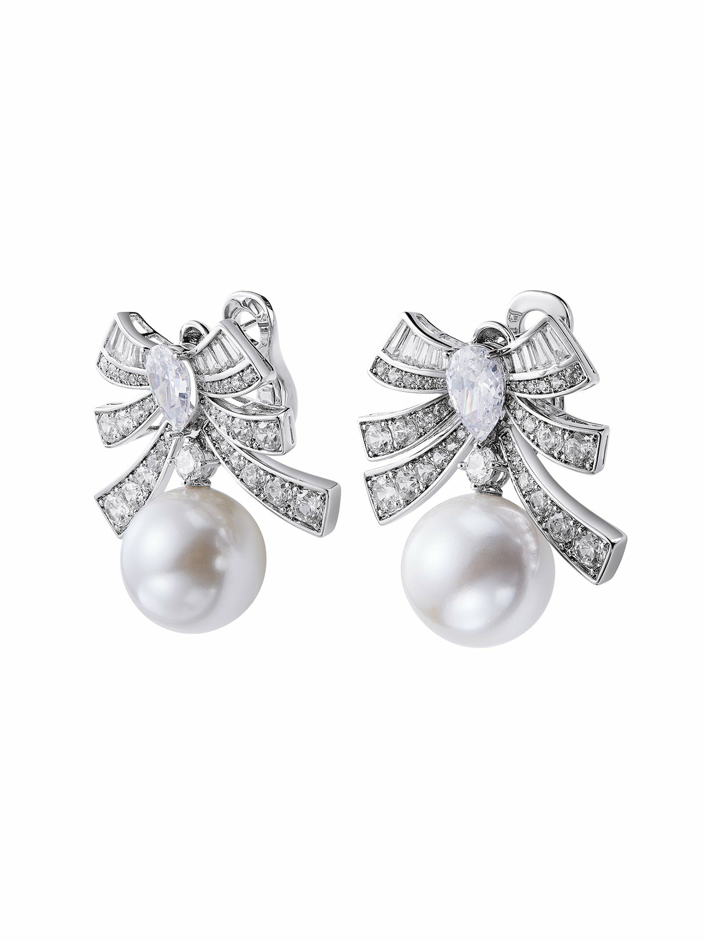 Nana Jacqueline Alysa Earrings: White Pearl Earrings for Bridal Shower White