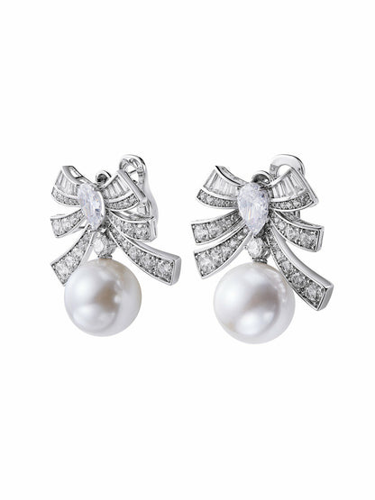 Nana Jacqueline Alysa Earrings: White Pearl Earrings for Bridal Shower White