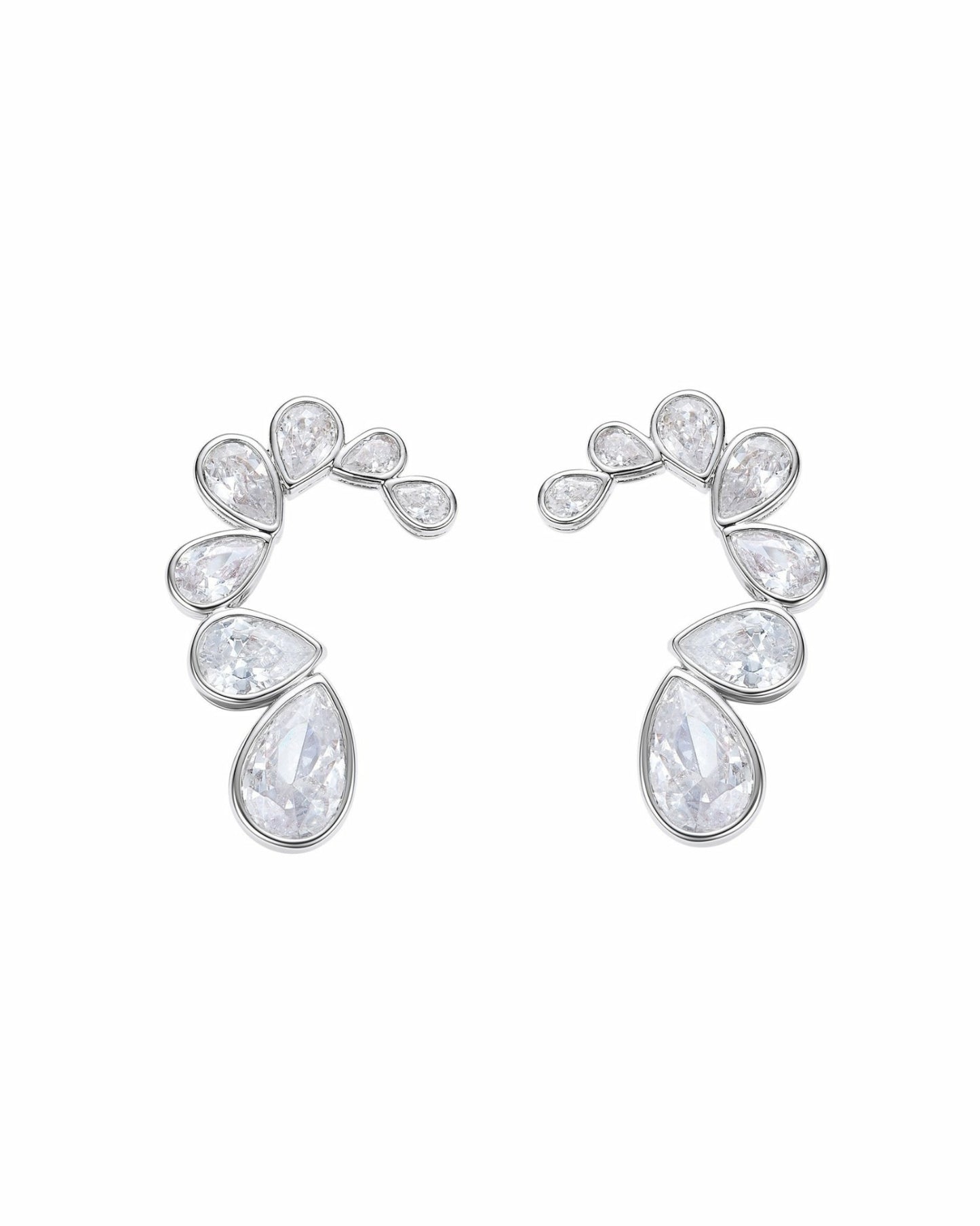 Nana Jacqueline Lilliana Teardrop Earrings: Silver Earrings for Bridal Shower Silver