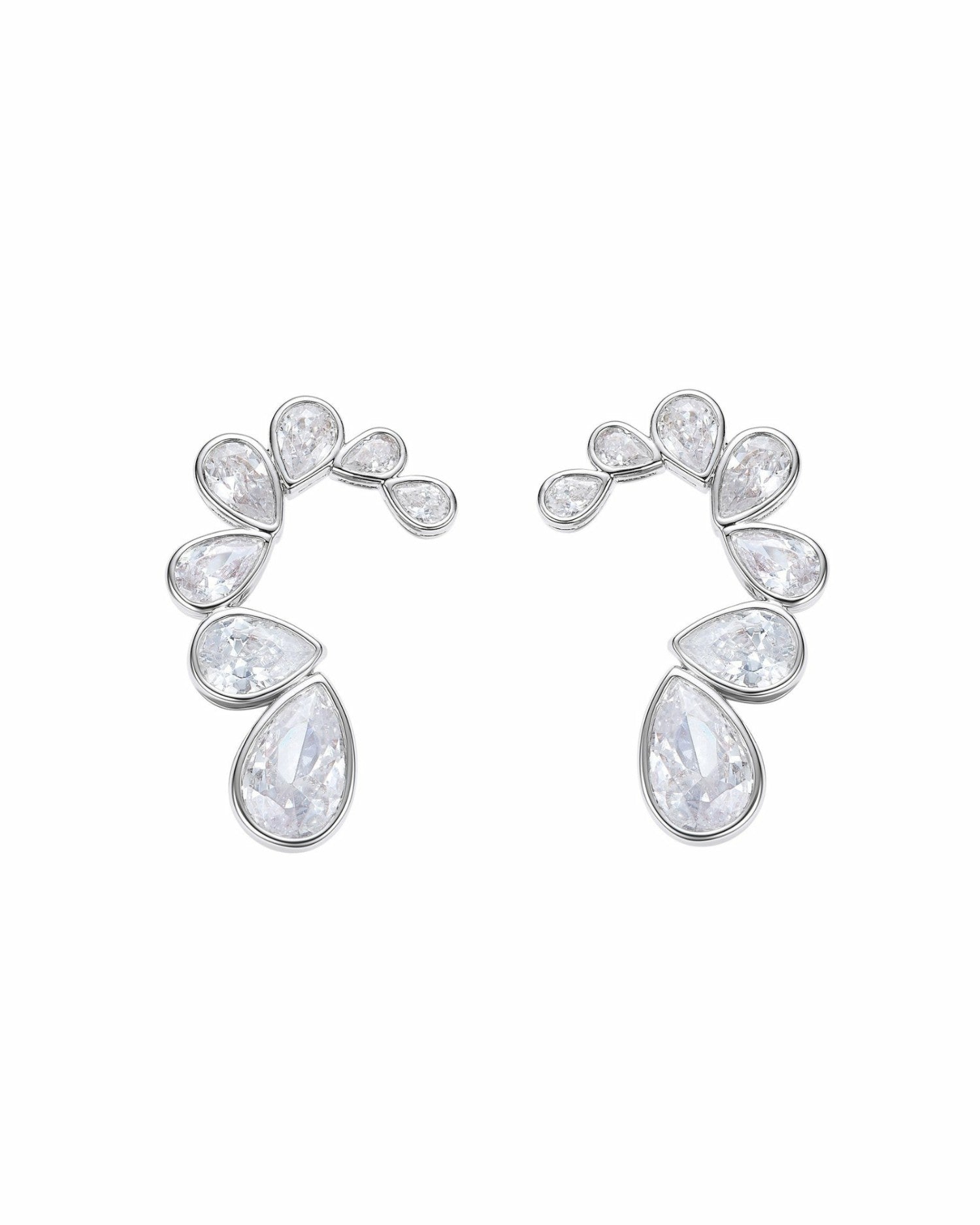 Nana Jacqueline Lilliana Teardrop Earrings: Silver Earrings for Bridal Shower Silver