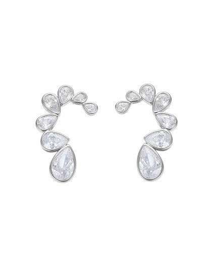 Nana Jacqueline Lilliana Teardrop Earrings: Silver Earrings for Bridal Shower Silver