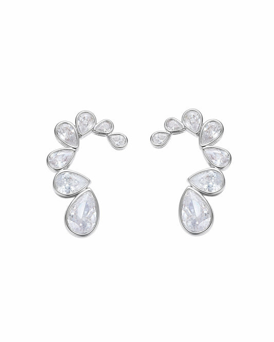 Nana Jacqueline Lilliana Teardrop Earrings: Silver Earrings for Bridal Shower Silver