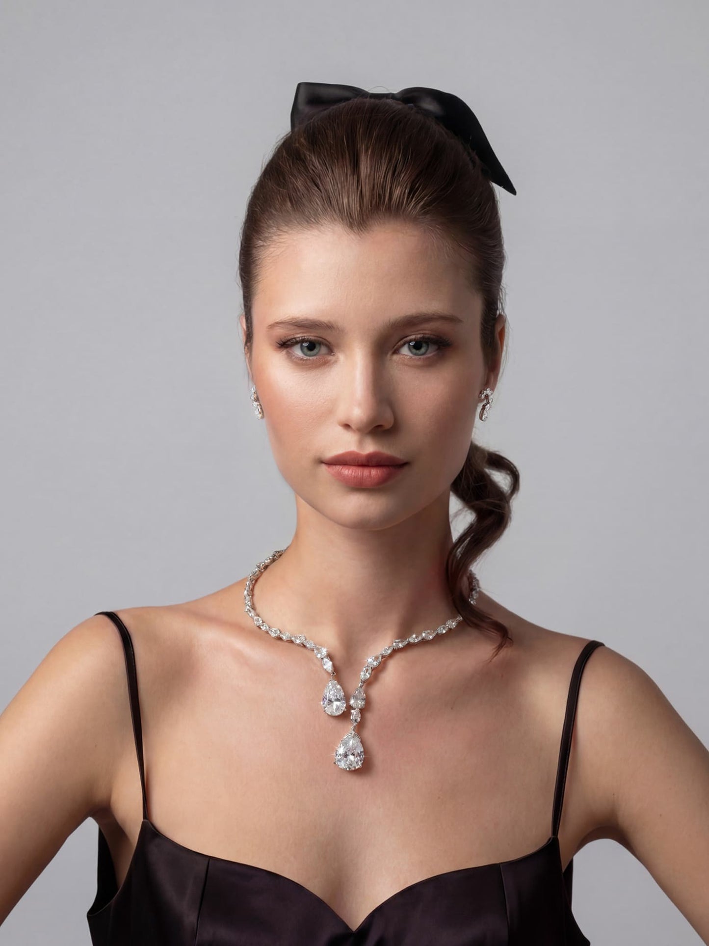 Nana Jacqueline Lilliana Teardrop Earrings: Silver Earrings for Bridal Shower Silver