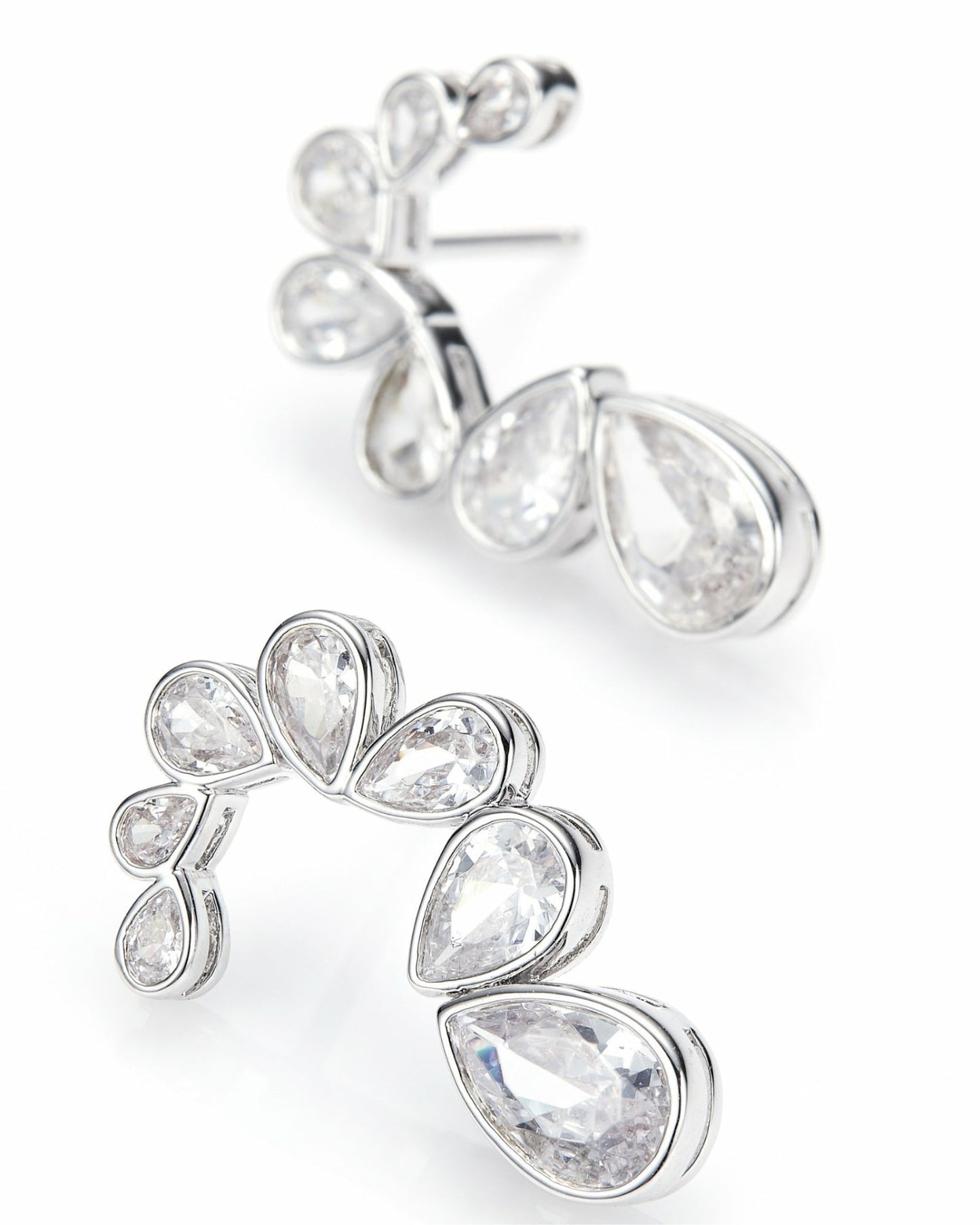 Nana Jacqueline Lilliana Teardrop Earrings: Silver Earrings for Bridal Shower Silver