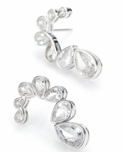 Nana Jacqueline Lilliana Teardrop Earrings: Silver Earrings for Bridal Shower Silver