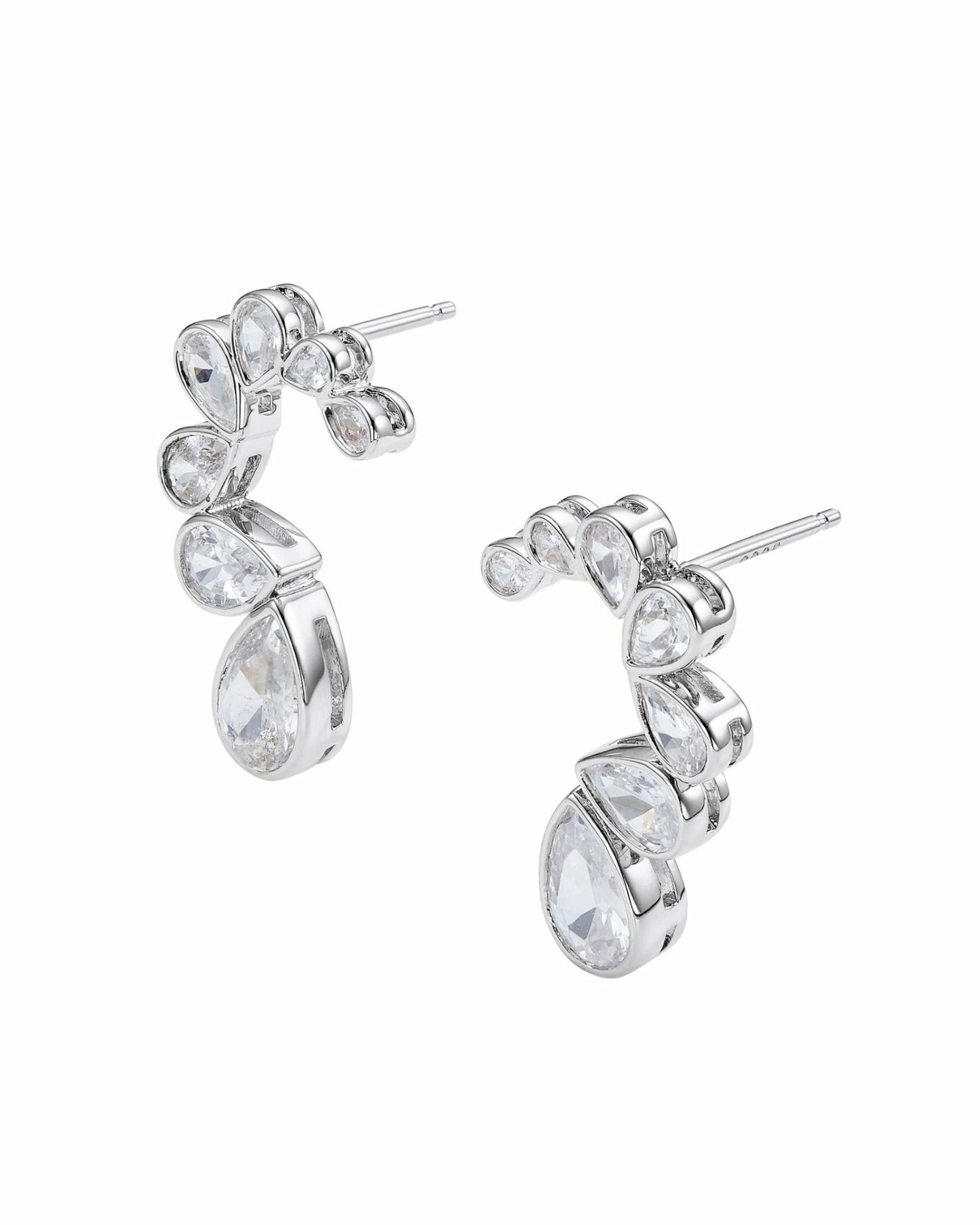 Nana Jacqueline Lilliana Teardrop Earrings: Silver Earrings for Bridal Shower Silver