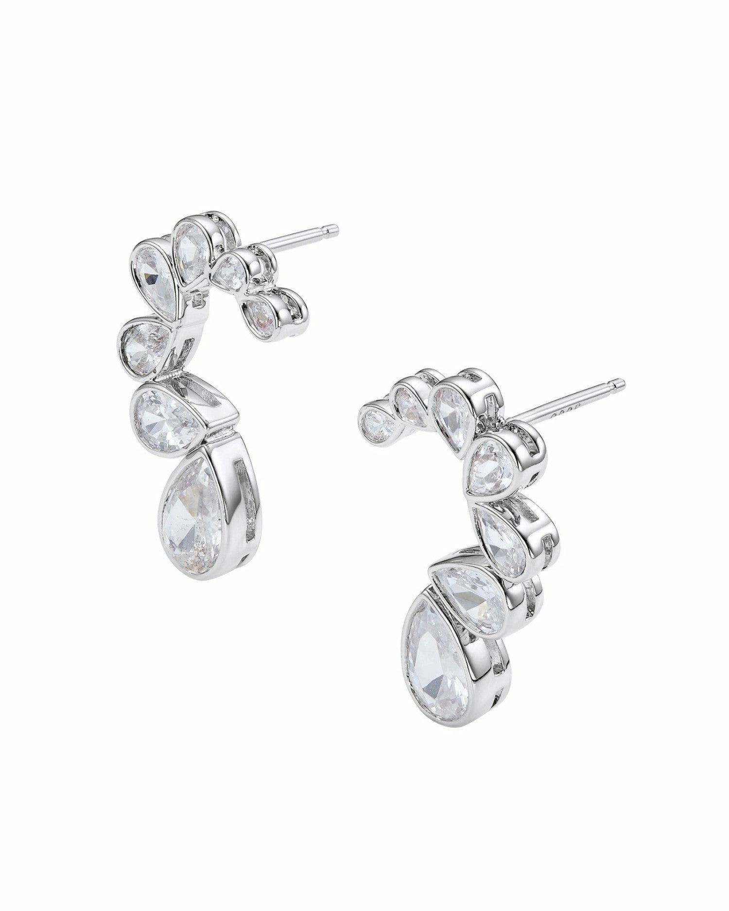 Nana Jacqueline Lilliana Teardrop Earrings: Silver Earrings for Bridal Shower Silver