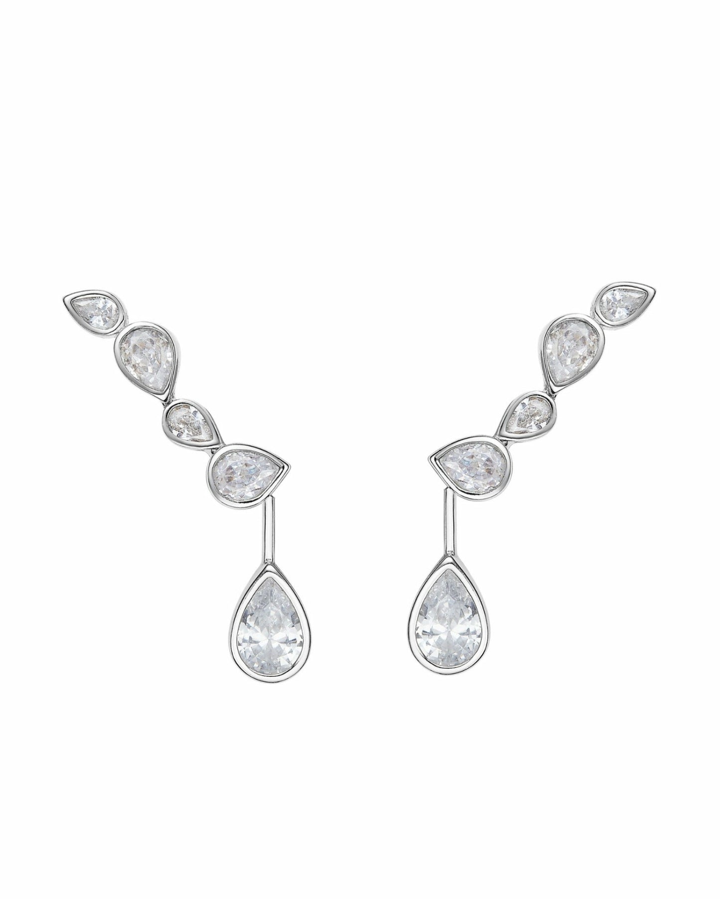 Nana Jacqueline Cristalle Teardrop Earrings: Silver Earrings for Bridal Shower Silver
