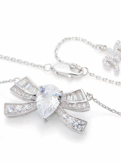 Nana Jacqueline Alysa Necklace: Silver Necklace for Bridal Shower White